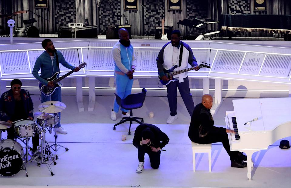 Eminem takes a knee, hip-hop makes history during star-studded Super Bowl LVI halftime show