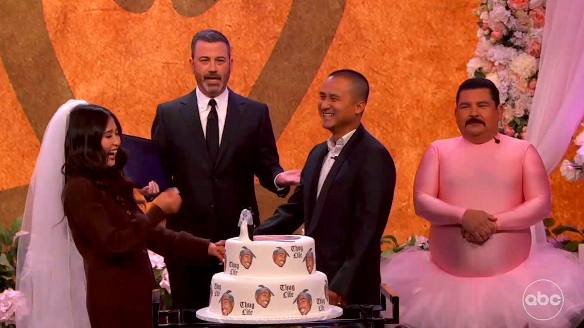 Jimmy Kimmel throws a surprise wedding for a couple obsessed with the number 2 for 2/22/22