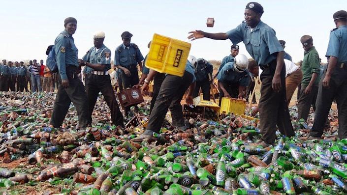 Nigeria’s Sharia police bulldoze four million bottles of beer in Kano