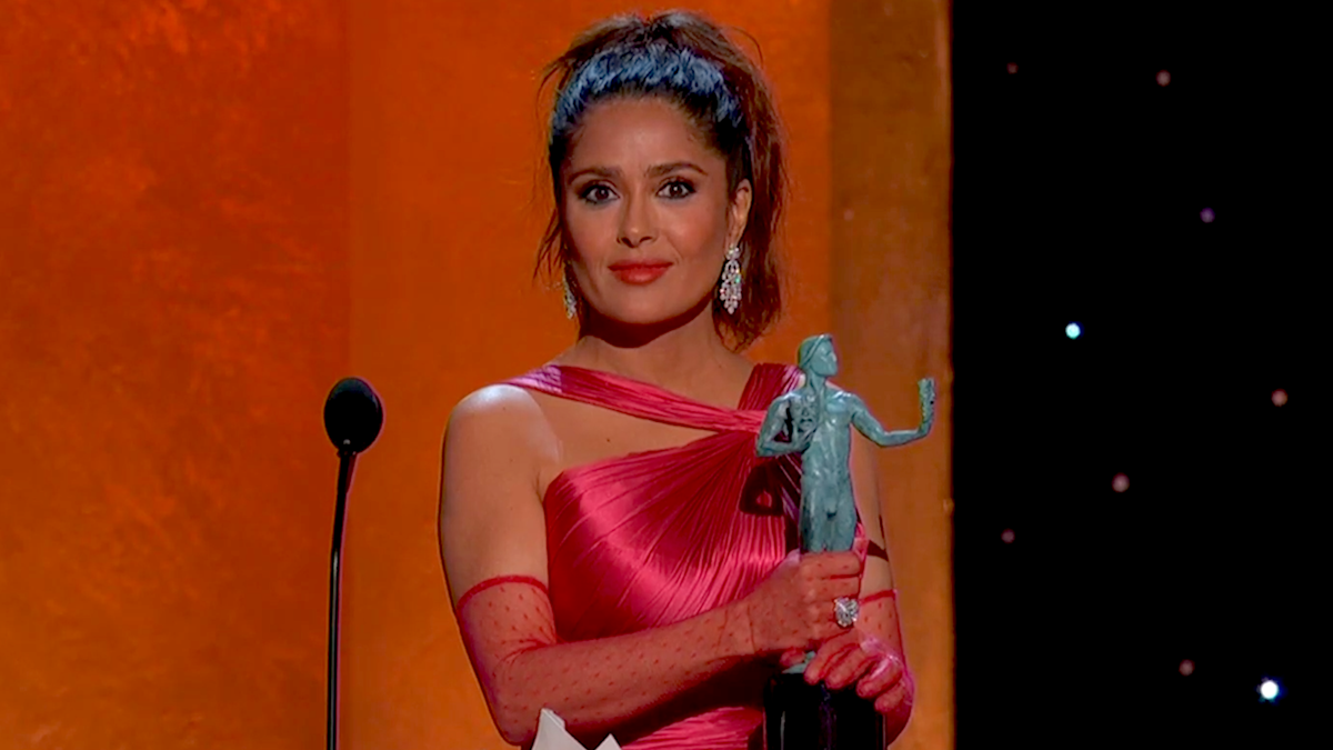 Salma Hayek stranded on SAG Awards stage because Michael Keaton was in the bathroom