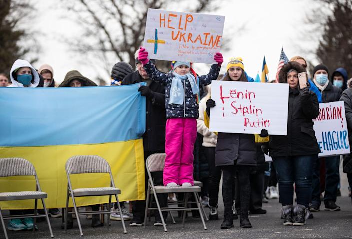 Ukraine supporters rally in Warren amid ‘total shock’ of Russian invasion