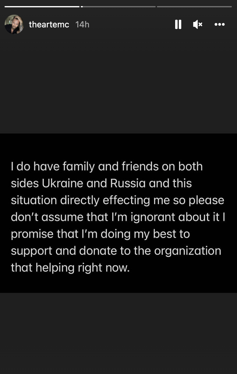 ‘DWTS’ pro Artem Chigvintsev, who is Russian, says he doesn’t ‘support war of any kind’ amid Ukrainian invasion