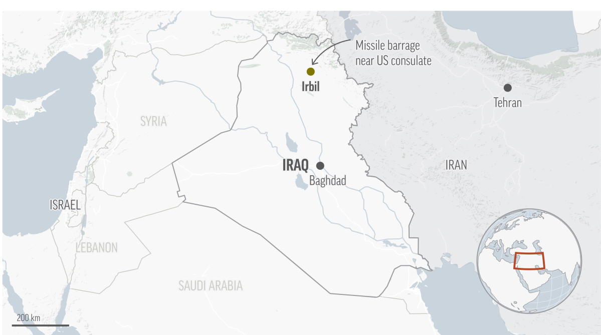 Iran claims missile barrage near US consulate in Iraq