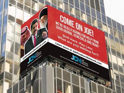 JCN Times Square Billboard Calls on Biden to Produce Oil Domestically