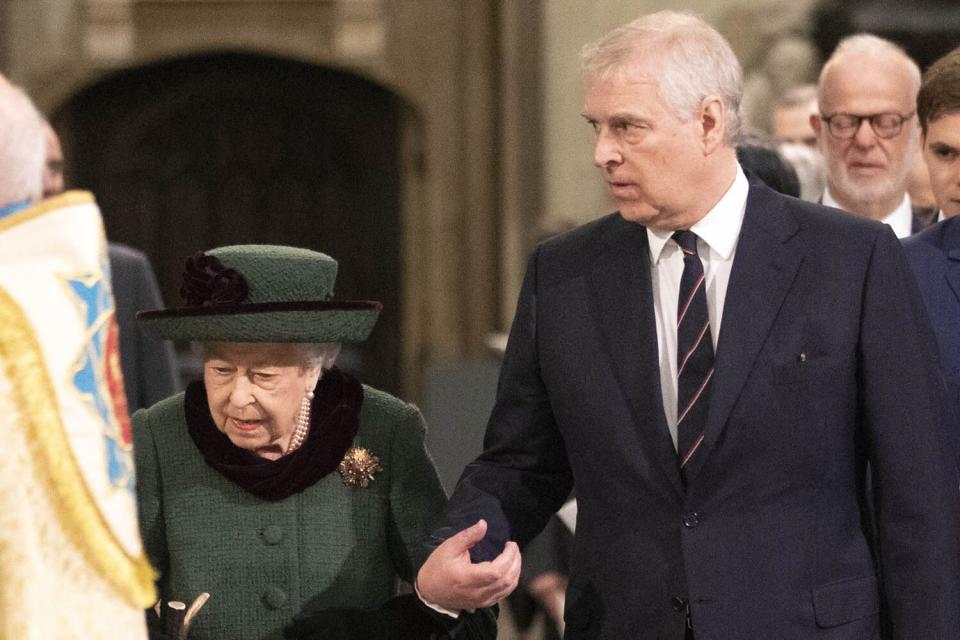 Queen Elizabeth ‘Insisted’ She Be Escorted by Son Prince Andrew to Prince Philip’s Memorial Service