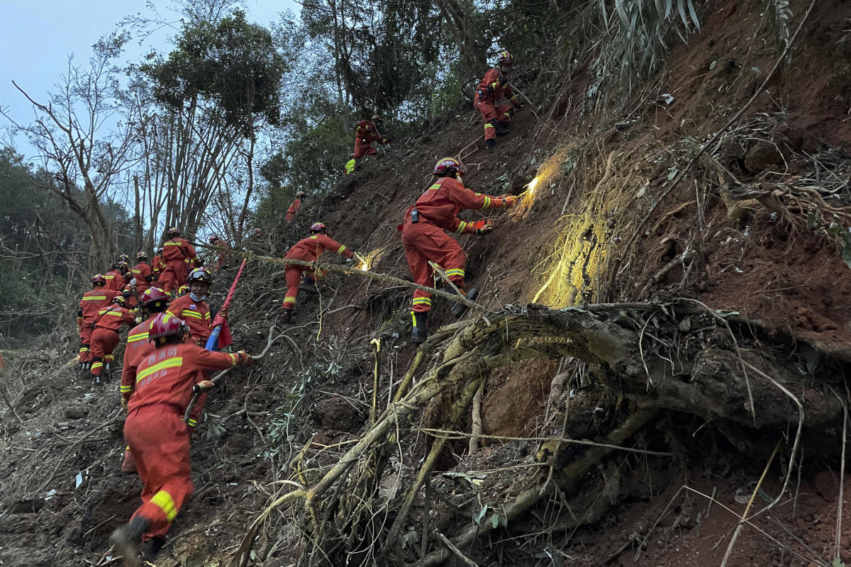 Search at China crash site suspended amid rain