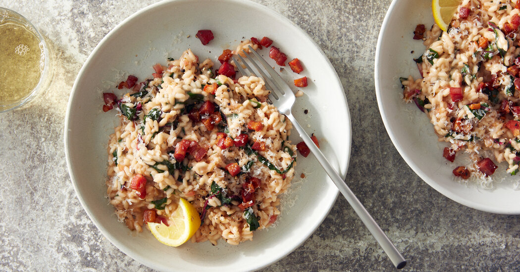 A Streamlined Spring Risotto With Chard and Pancetta