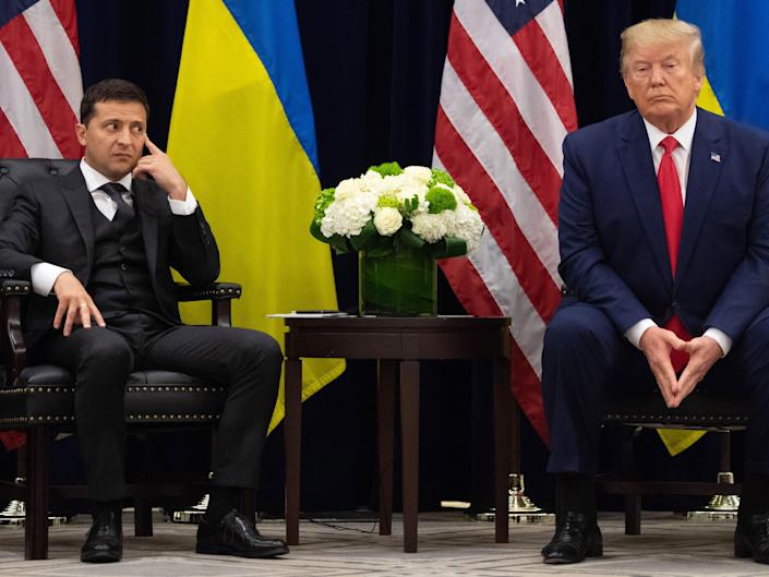 An old clip of Volodymyr Zelenskyy side-eyeing Donald Trump’s suggestion that he ‘get together’ with Putin and solve their ‘problem’ has resurfaced on Twitter