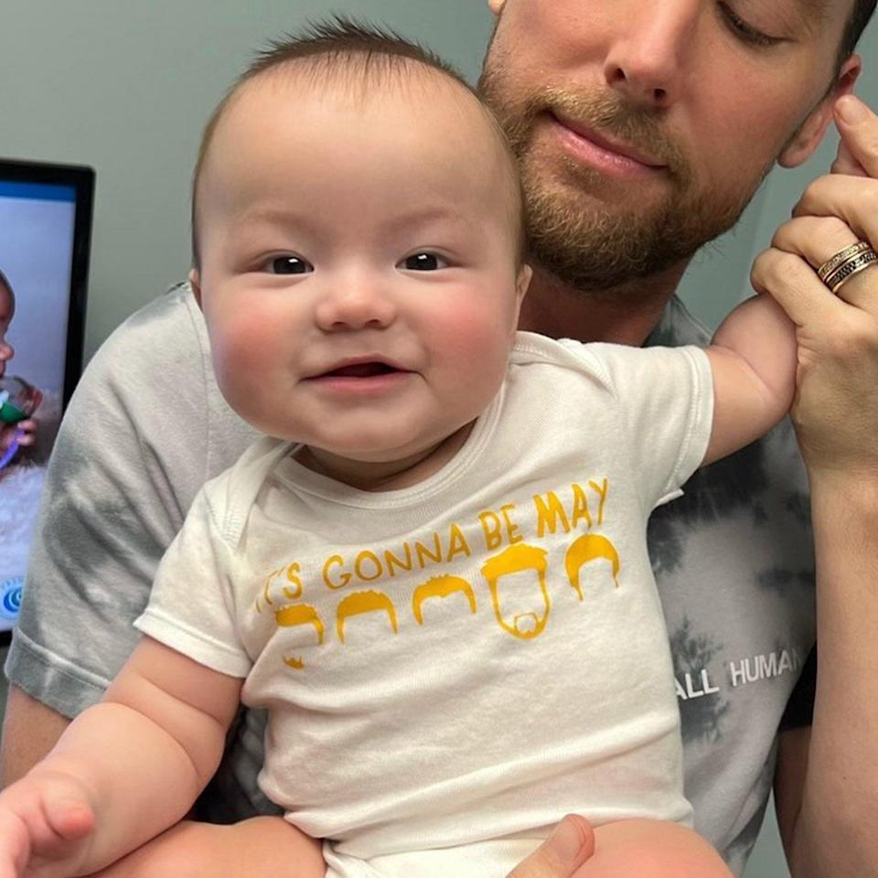 Lance Bass’ Baby Son Alexander Sports Adorable ‘It’s Gonna Be May’ *NSYNC Onesie