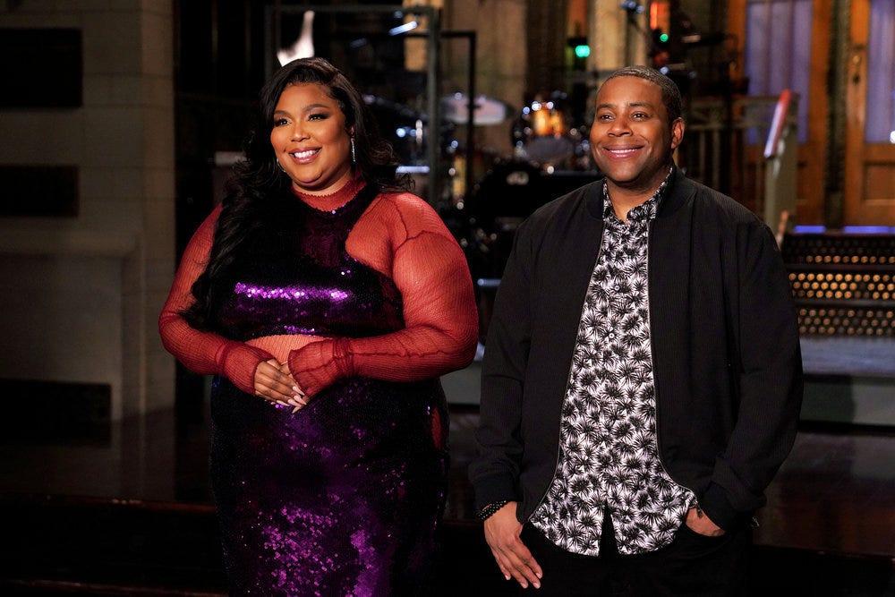 Lizzo pokes fun at Chris Evans pregnancy rumors in ‘SNL’ hosting debut: ‘It’s called manifesting’