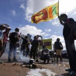 Sri Lankan protesters mark new year near president’s office