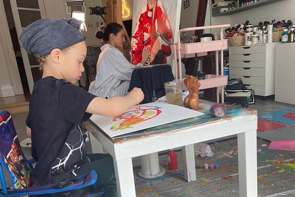 Drake’s Son Adonis Shows Off His Artistic Side While Painting with Mom Sophie Brussaux