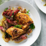 Sheet-Pan Roast Chicken With Rhubarb