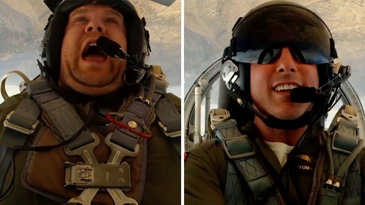 Tom Cruise hilariously torments James Corden with aerial stunt in a fighter jet