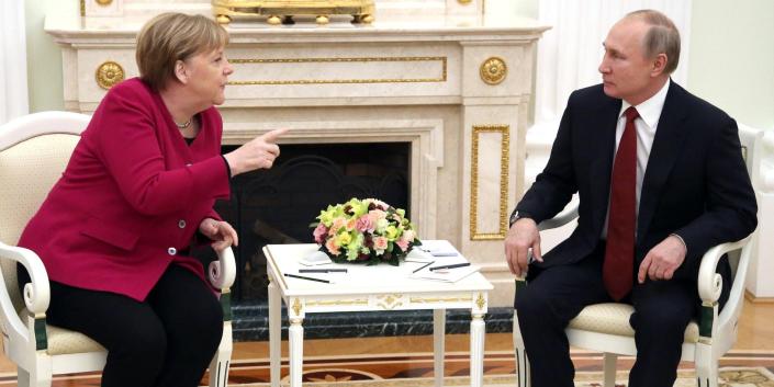 Angela Merkel condemns Putin’s ‘barbaric’ war in Ukraine after facing criticism for ramping up Germany’s reliance on Russian energy