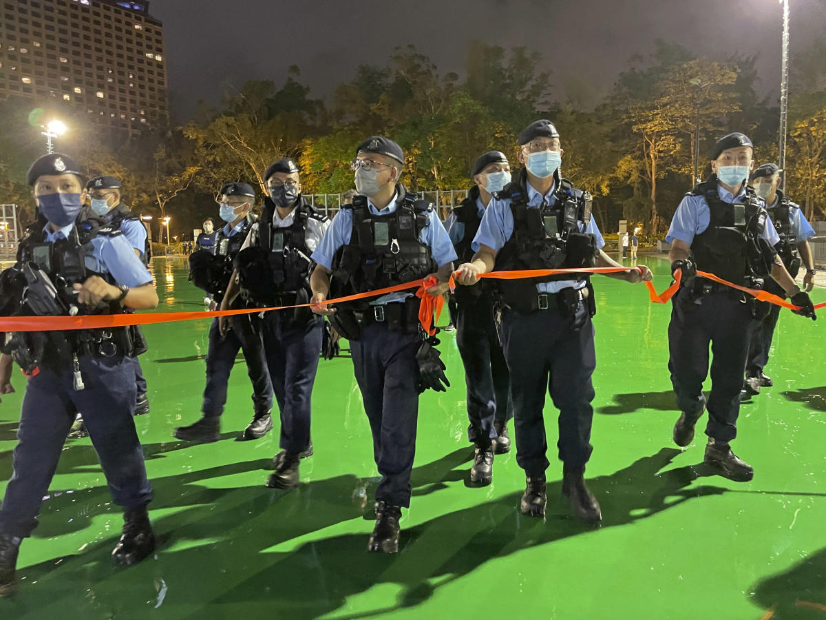 Police patrol Hong Kong park amid Tiananmen vigil ban