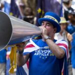 Silenced at last? Anti-Brexit protester Steve Bray has his loudspeaker confiscated by police