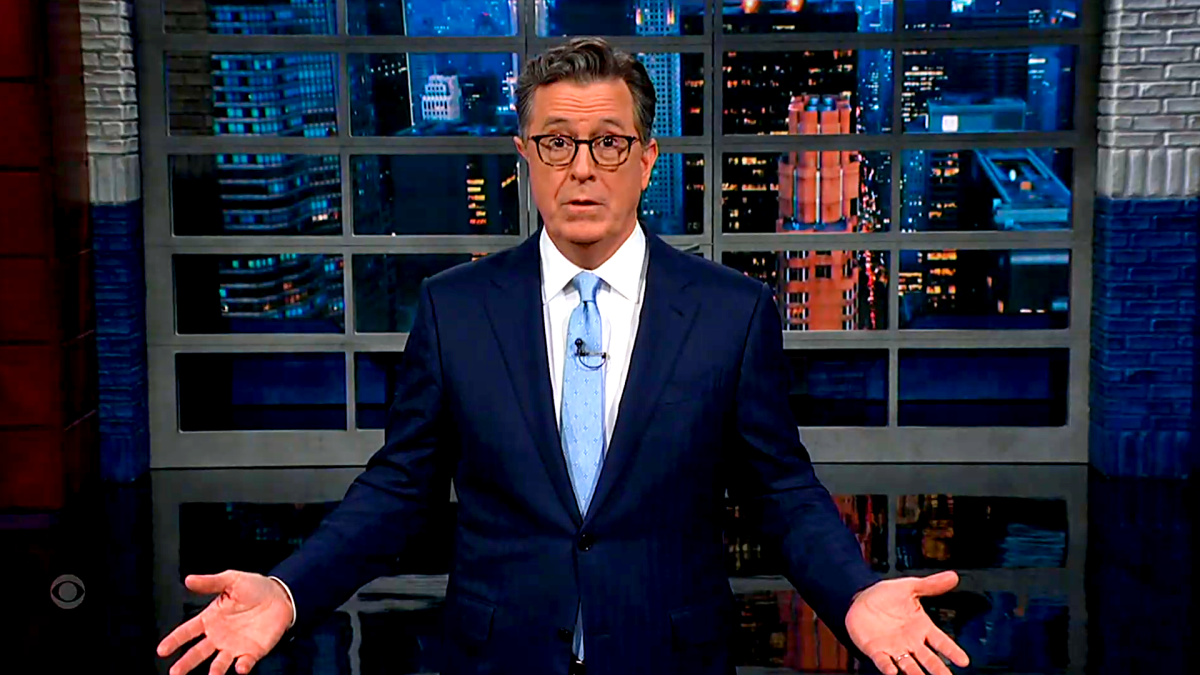 Stephen Colbert reacts to right-wing comparisons between Jan. 6 and his staffers’ arrests: ‘First of all, what?’