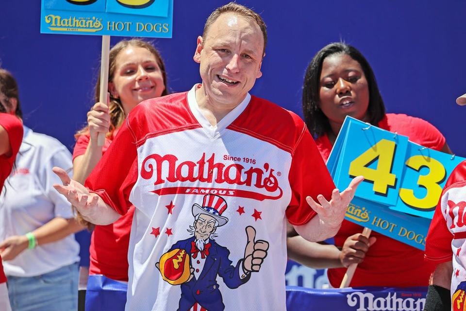 Joey Chestnut Eats 63 Hot Dogs as He Wins His 15th Nathan’s July 4 Eating Contest