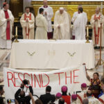 ‘Rescind the Doctrine’ protest greets pope in Canada