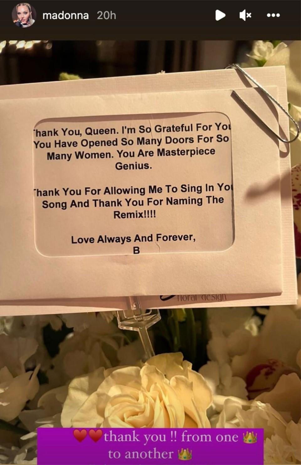 Beyoncé sent Madonna flowers for their ‘Break My Soul’ remix: ‘You have opened so many doors’