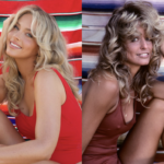 Camille Kostek recreates iconic Farrah Fawcett swimsuit photos