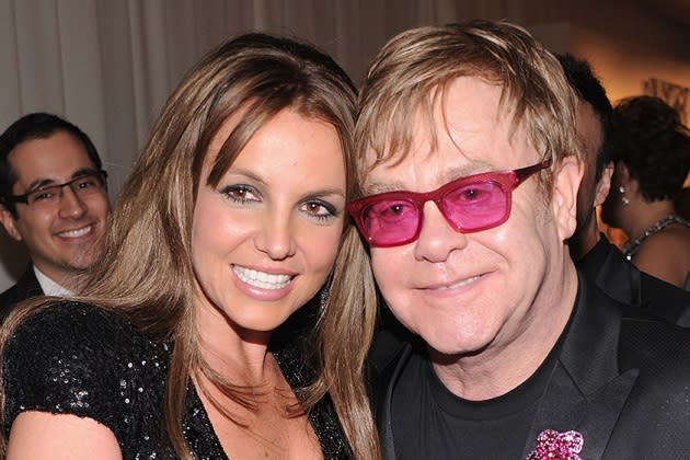 Elton John Previews Britney Spears ‘Hold Me Closer’ Collab at Restaurant in Cannes