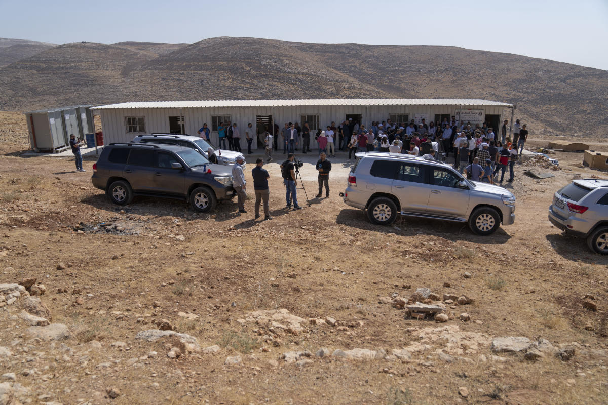 EU diplomats visit West Bank school slated for demolition