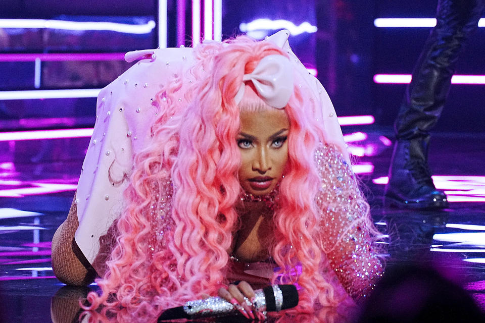 Nicki Minaj gets emotional during VMAs Video Vanguard speech: ‘I wish that people took mental health seriously’