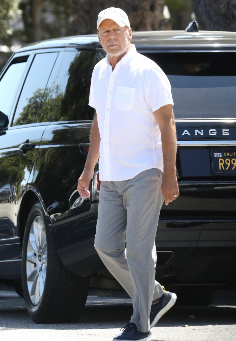 Bruce Willis Seen Out and About in Santa Monica, Calif. for Meal with a Friend