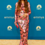 Chrissy Teigen Displays Baby Bump in Sequin Gown on Emmys Red Carpet With John Legend