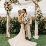 Christina Hall Floats in Floral Form-Fitting Gown and Soft Glam for Intimate Maui Wedding