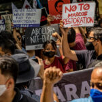 Rally at United Nations decries Filipino president’s arrival and demands human rights be upheld