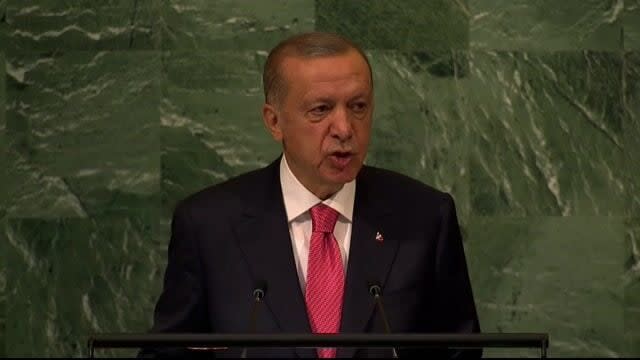 Turkish President Erdoğan, via translator, calls on Russia’s war with Ukraine to be resolved through peace negotiations.