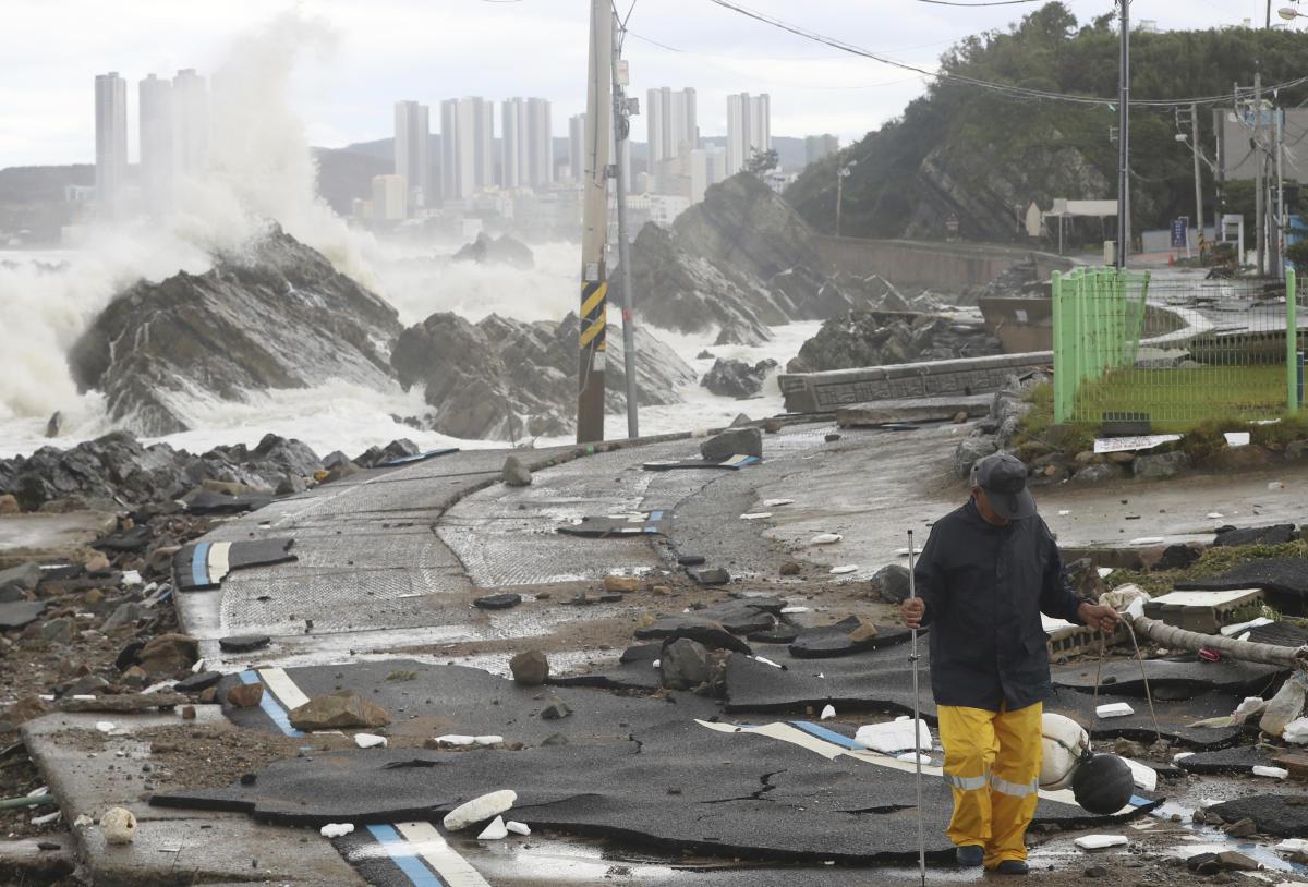 Typhoon batters S. Korea with 3 feet of rain, damaging winds