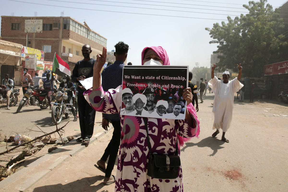 Thousands march on anniversary of Sudan coup, 1 killed