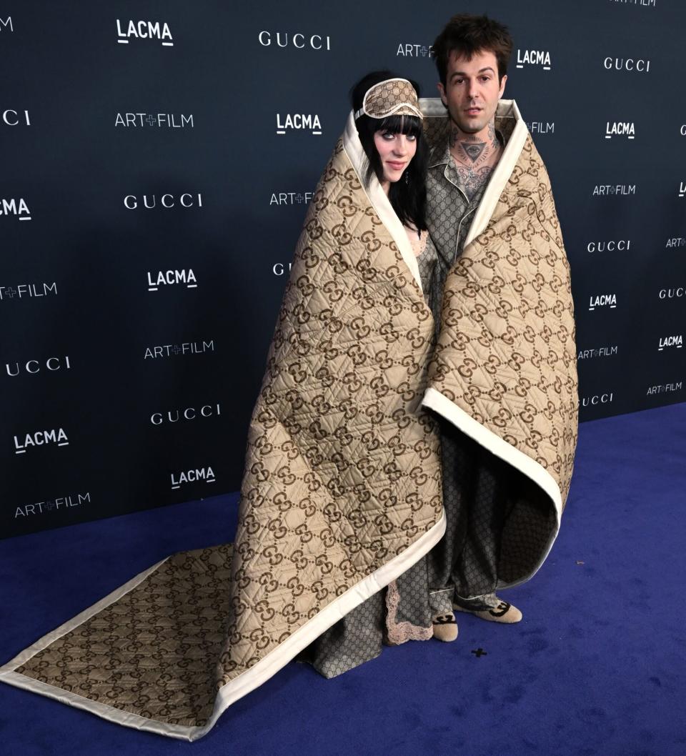 Billie Eilish and Boyfriend Jesse Rutherford Make Red Carpet Debut Draped in Gucci Blanket