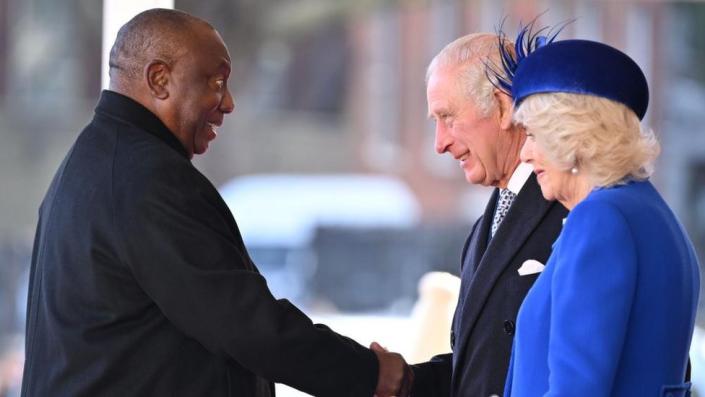 King Charles welcomes South Africa’s Cyril Ramaphosa at start of state visit