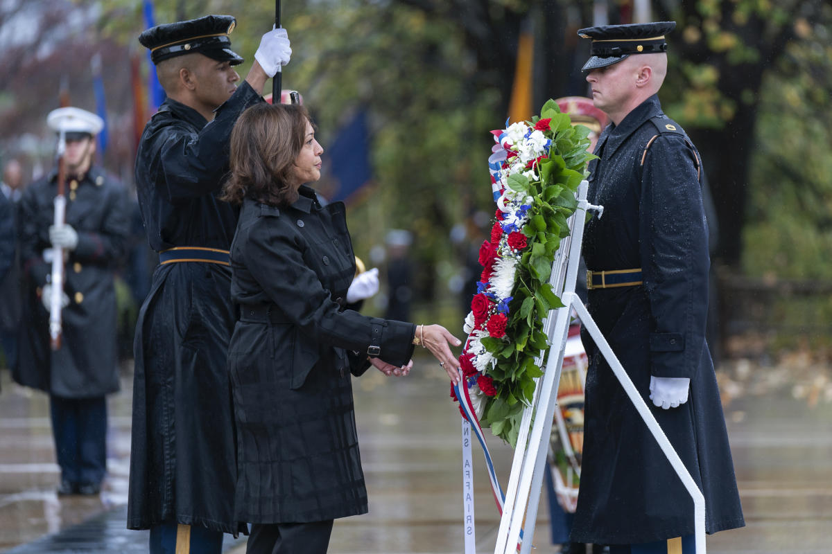 Veterans ‘best of America,’ VP Harris says in laying wreath