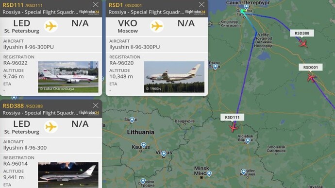 Three Putin’s planes take off at once to conceal his true route to Belarus